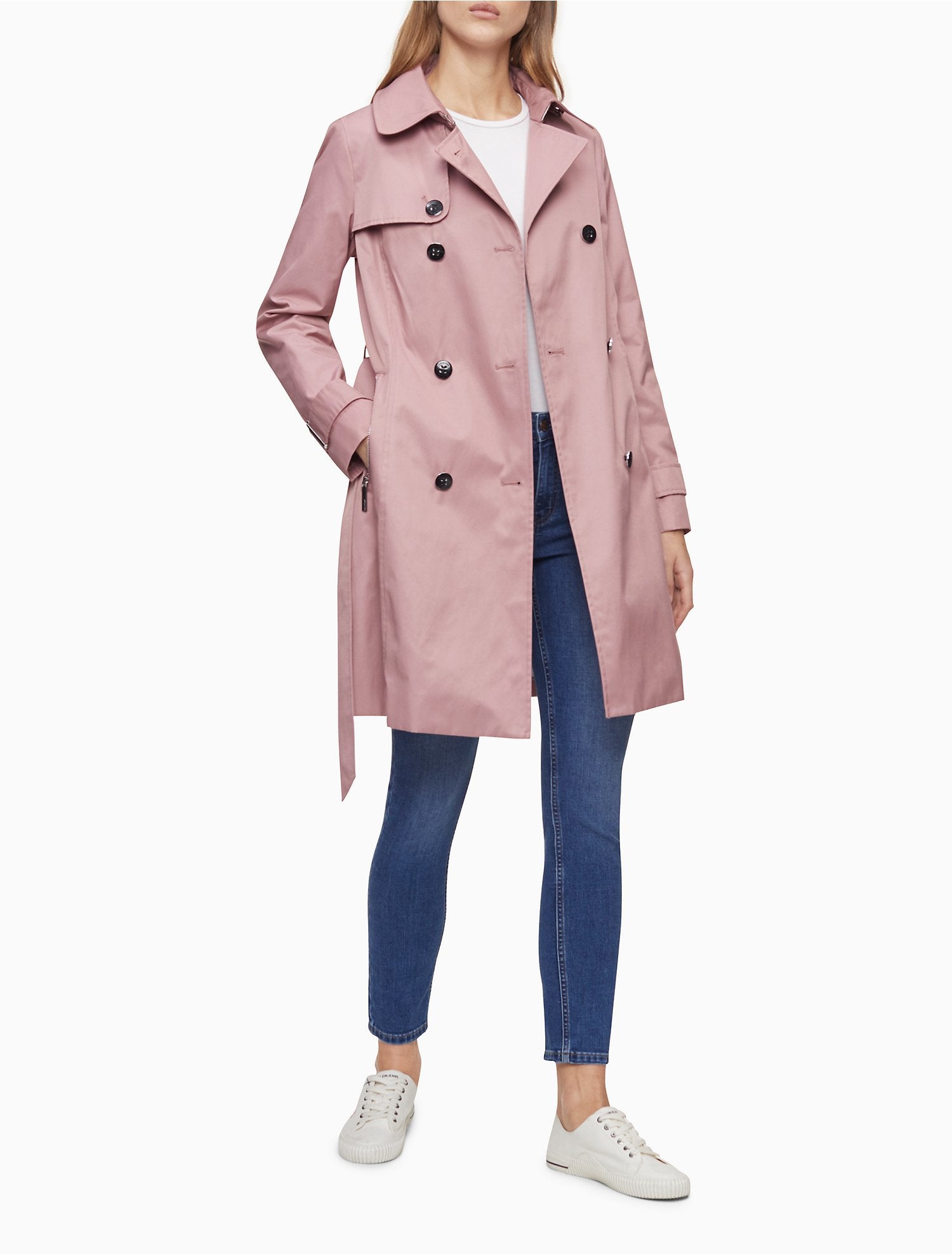 Solid Double Breasted Trench Coat KimsKlosetKCL